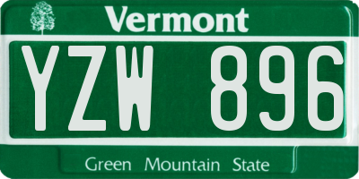 VT license plate YZW896