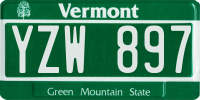 VT license plate YZW897