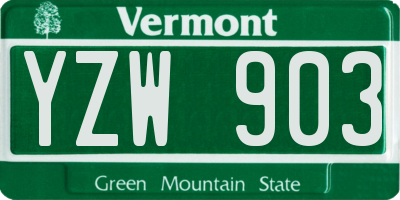 VT license plate YZW903