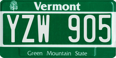 VT license plate YZW905
