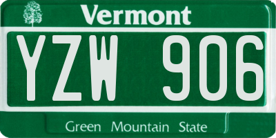 VT license plate YZW906