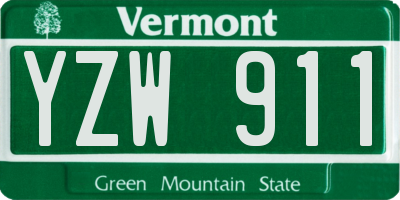 VT license plate YZW911