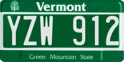 VT license plate YZW912