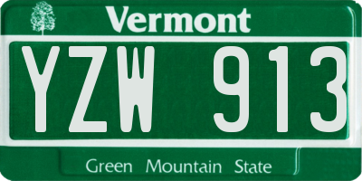 VT license plate YZW913