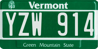 VT license plate YZW914