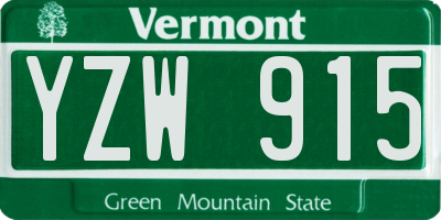 VT license plate YZW915