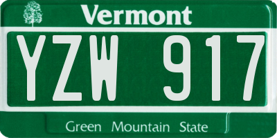 VT license plate YZW917