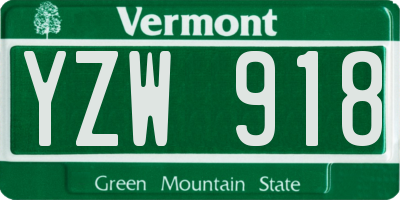 VT license plate YZW918