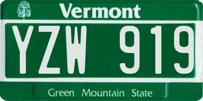 VT license plate YZW919