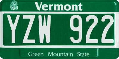 VT license plate YZW922