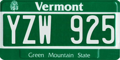 VT license plate YZW925