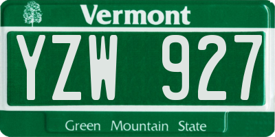 VT license plate YZW927