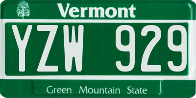 VT license plate YZW929