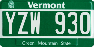 VT license plate YZW930