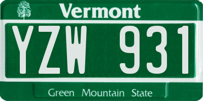 VT license plate YZW931