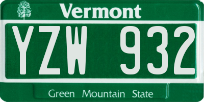 VT license plate YZW932