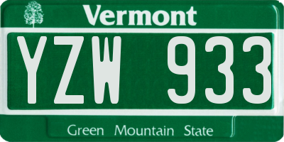VT license plate YZW933