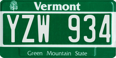 VT license plate YZW934