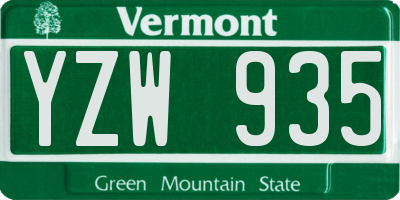 VT license plate YZW935