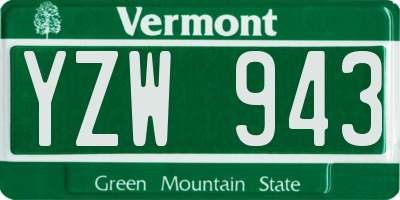 VT license plate YZW943