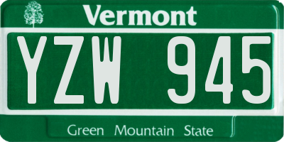 VT license plate YZW945