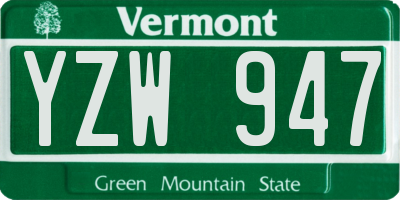 VT license plate YZW947