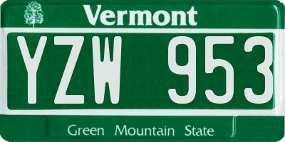 VT license plate YZW953