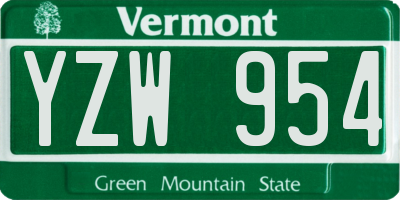 VT license plate YZW954
