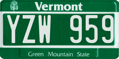 VT license plate YZW959
