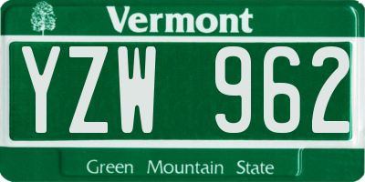 VT license plate YZW962