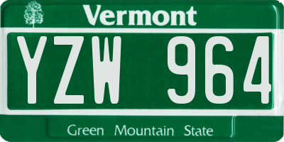 VT license plate YZW964