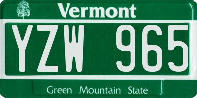 VT license plate YZW965