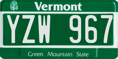 VT license plate YZW967
