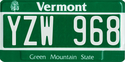 VT license plate YZW968
