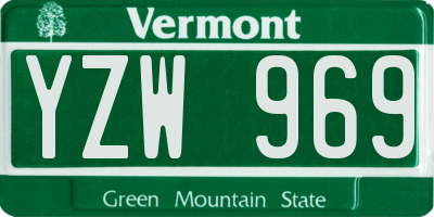 VT license plate YZW969