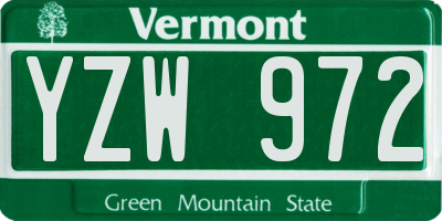 VT license plate YZW972