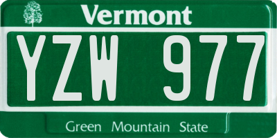 VT license plate YZW977