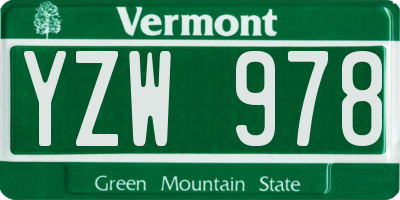 VT license plate YZW978