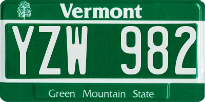 VT license plate YZW982