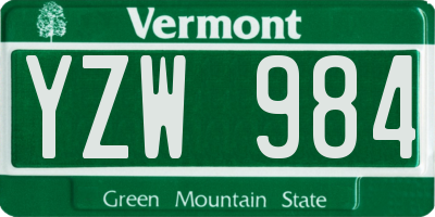 VT license plate YZW984