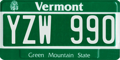 VT license plate YZW990