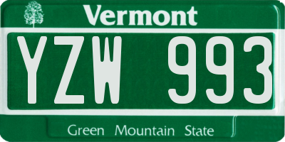 VT license plate YZW993