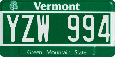 VT license plate YZW994