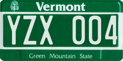 VT license plate YZX004