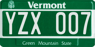 VT license plate YZX007