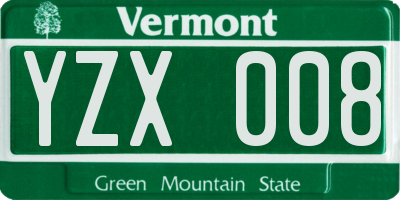 VT license plate YZX008
