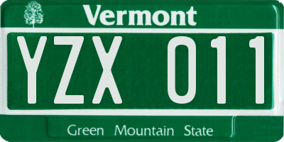 VT license plate YZX011