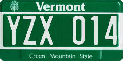 VT license plate YZX014