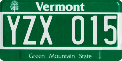 VT license plate YZX015