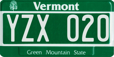 VT license plate YZX020
